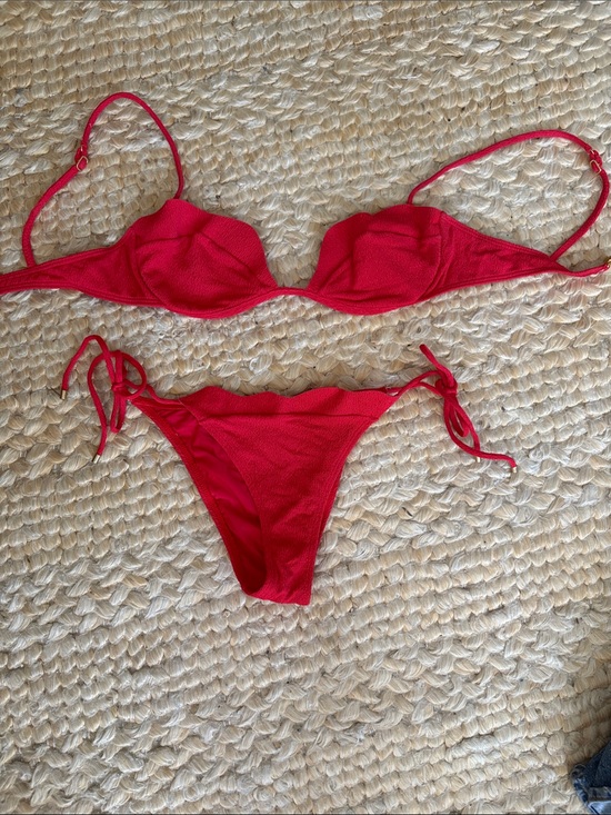 Vix Other - Vix Red Textured Tie-Side Bikini